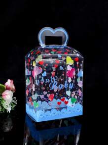 1 pieza Caja de regalo con estampado de corazón y letra transparente - transparente - Ver 3