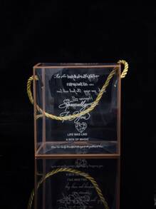 1 pieza Caja de regalo con estampado de slogan transparente - transparente - Ver 4