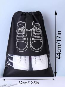 1pc Portable Shoes Bag, Dustproof Storage Bag, Travel Storage Bag - Black - View 2