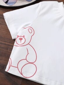 SHEIN Tops con gái Hoạt hình Slogan Giải trí - trắng - Xem 3