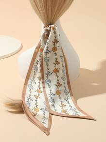 Floral Print Skinny Scarf - Multicolor - View 2