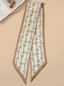 Floral Print Skinny Scarf - Multicolor - View 3