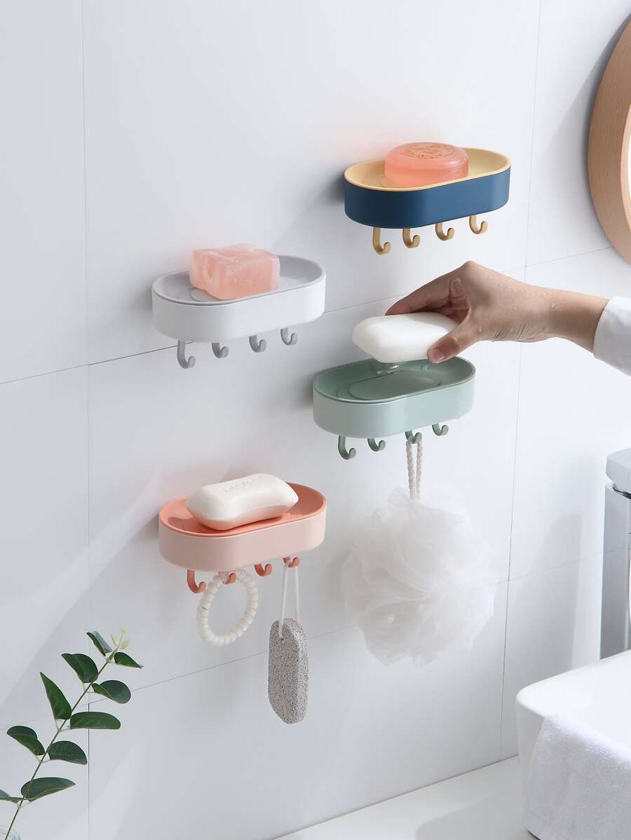 1pc Wall Mounted Random Soap Dish Holder - Multicolor - View 1