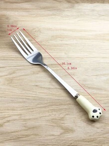 1pc Cartoon Cat Paw Decor Fork - Multicolor - View 2