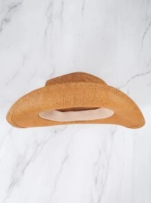 Sombrero de paja vaca con adorno de cabeza - Caqui - Ver 3