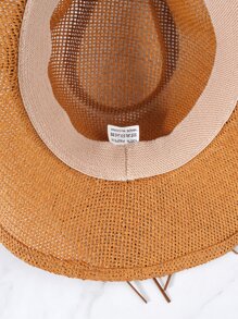 Sombrero de paja vaca con adorno de cabeza - Caqui - Ver 4