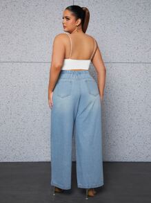 SHEIN SXY Jeans desgarro de pierna ancha - Lavado ligero - Ver 2