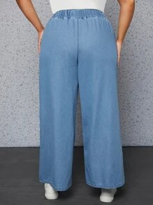 SHEIN SXY Jeans de pierna recta de talle alto - Azul lavado medio - Ver 2