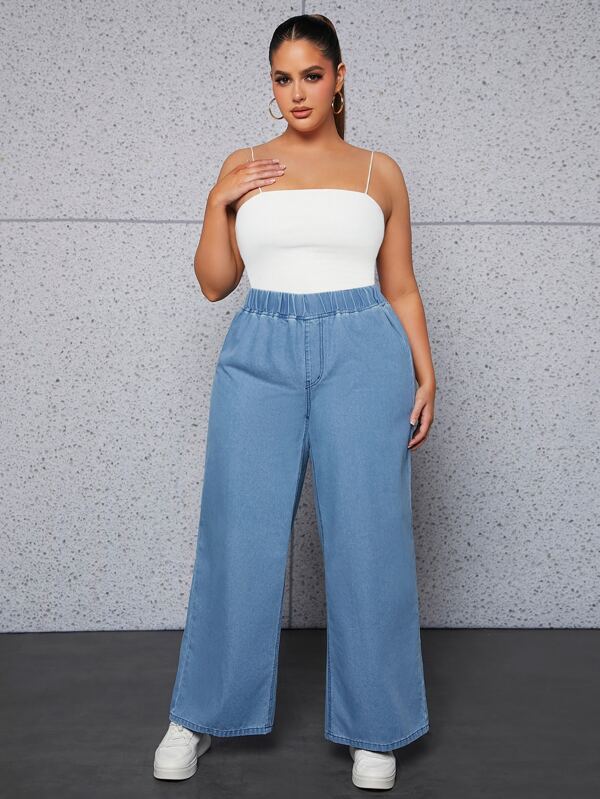 SHEIN SXY Plus High Waist Straight Leg Jeans