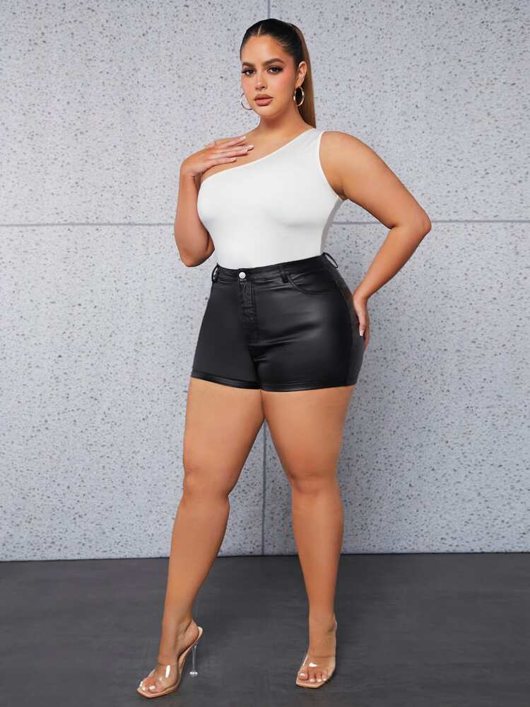 Plus High Waist Skinny Shorts