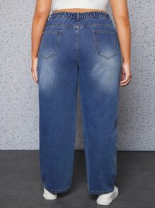 Plus Cat Whisker Straight Leg Jeans - Dark Wash - View 2