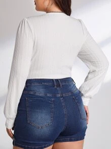 SHEIN Privé Body de camiseta ajustado de cuello cuadrado - Blanco - Ver 2