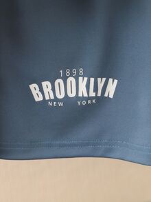 Boys Letter Graphic Tee & Shorts - Dusty Blue - View 4