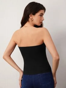 SHEIN BASICS Women Casual Solid Tube Top For Summer - Black - View 2