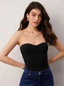 SHEIN BASICS Women Casual Solid Tube Top For Summer - Black - View 3