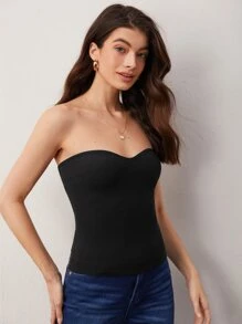 SHEIN BASICS Women Casual Solid Tube Top For Summer - Black - View 4
