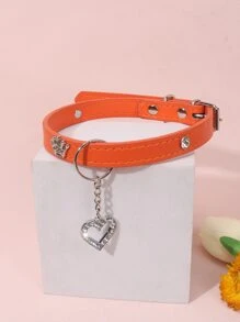 1pc Heart & Crown Decor Pet Collar - Orange - View 1