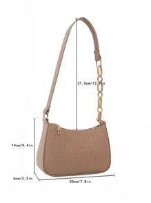 迷你幾何浮雕流浪包 - 卡其色 - 查看 4