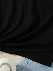 Girls Contrast Lace Flounce Sleeve Tee - Black - View 3