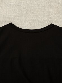 Girls Contrast Lace Flounce Sleeve Tee - Black - View 6