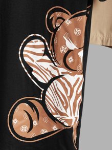 Manfinity RebelGame Men Cartoon Graphic Tee & Drawstring Waist Shorts - Multicolor - View 3