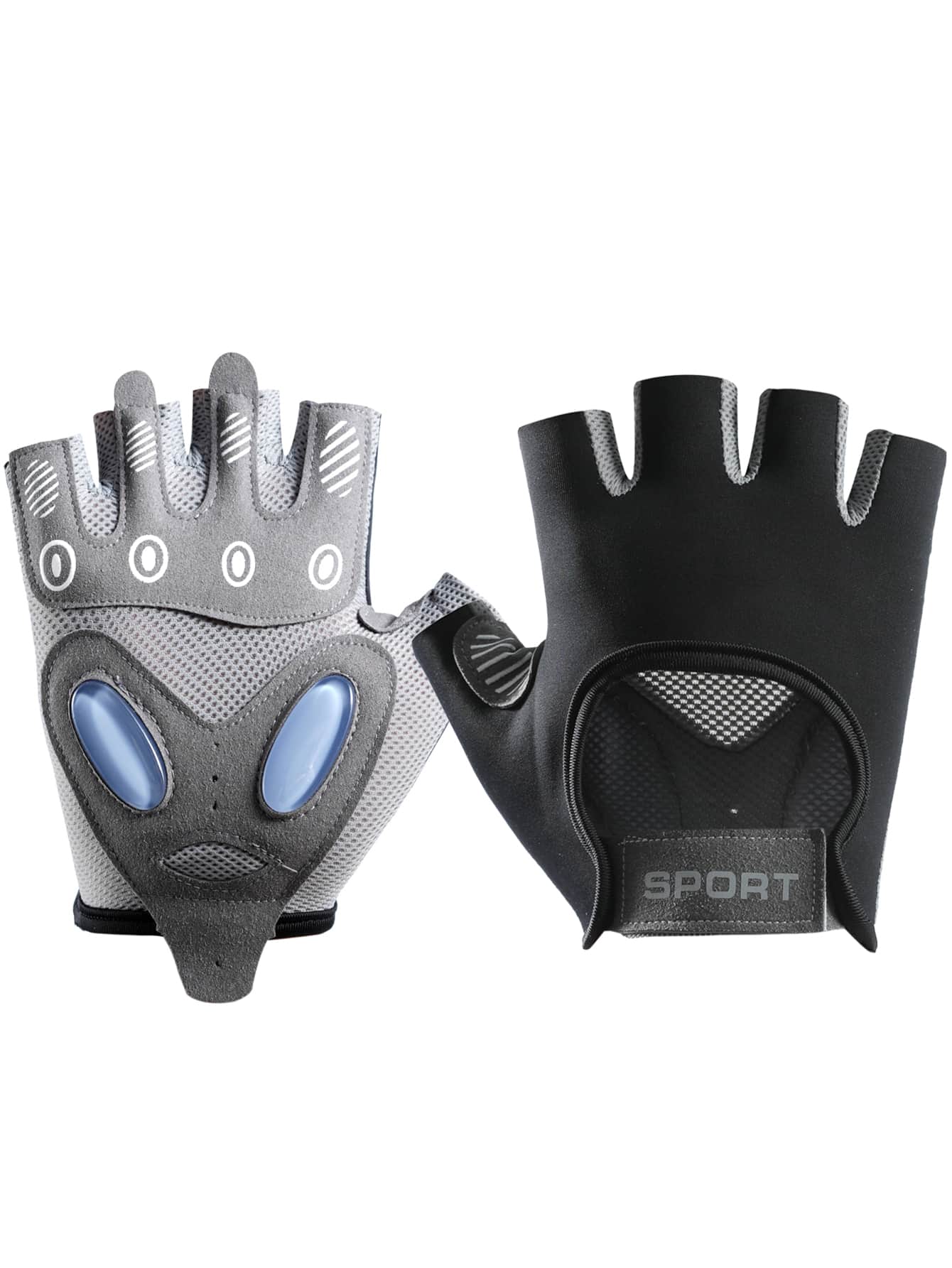 1pair Mesh Half-finger Cycling Gloves - Black - View 1