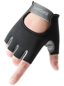 1pair Mesh Half-finger Cycling Gloves - Black - View 4