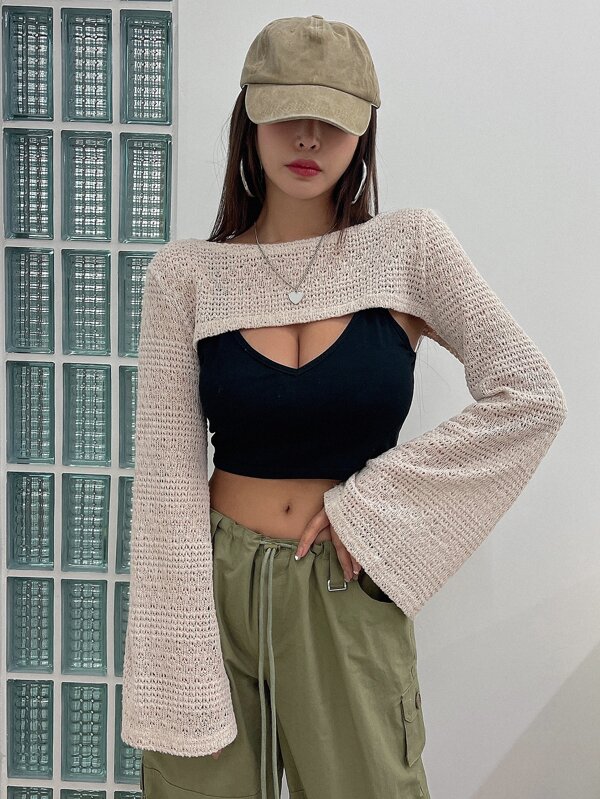 DAZY Solid Super Crop Top Without Cami Top SHEIN USA