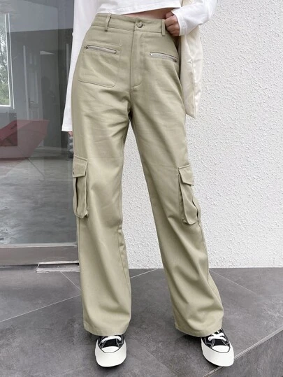 DAZY Pantalones cargo con bolsillo lateral con solapa