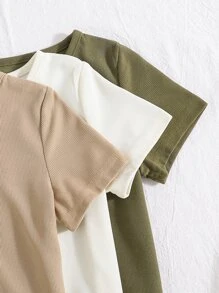 Toddler Boys 3pcs Quarter Button Waffle Knit Tee - Multicolor - View 3