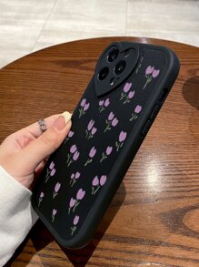 1pc TPU & PU Leather Heart & Flower Patterned Painted Phone Case Compatible With IPhone 11, 12, 13, 14, 15, 15 Pro, 15 Pro Max - Multicolor - View 2