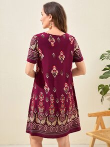 EMERY ROSE Graphic Print Tunic Dress - Multicolor - View 2