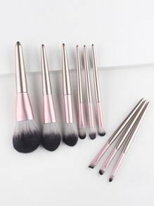 9pcs Soft Makeup Brush Set, Powder Brush, Highlighter Brush, Eyeshadow Brush, Portable Cosmetic Tools - Champagne - View 4