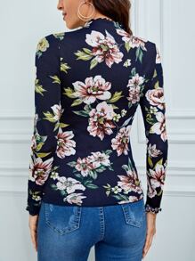 SHEIN Tall Áo thun nữ Xù nhỏ Hoa Tất cả trên in Giải trí - Nhiều màu - Xem 2