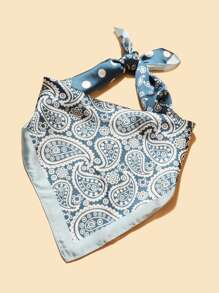 Hombres Pañuelo con estampado de paisley - Azul - Ver 1