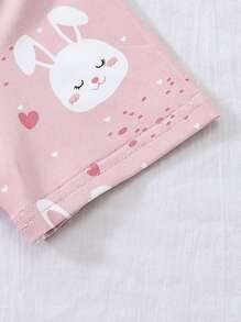 Niñas Vestido con estampado de conejo bajo con fruncido - Rosa - Ver 4