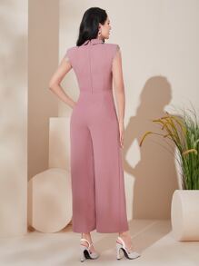 Modelyn Solid Zip Back Wrap Front Jumpsuit