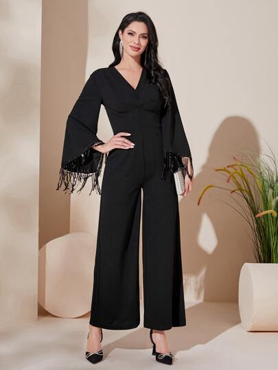 Modelyn 流蘇邊闊腿連體褲