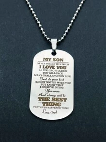 Men Slogan Graphic Geometric Charm Necklace - Multicolor - View 1