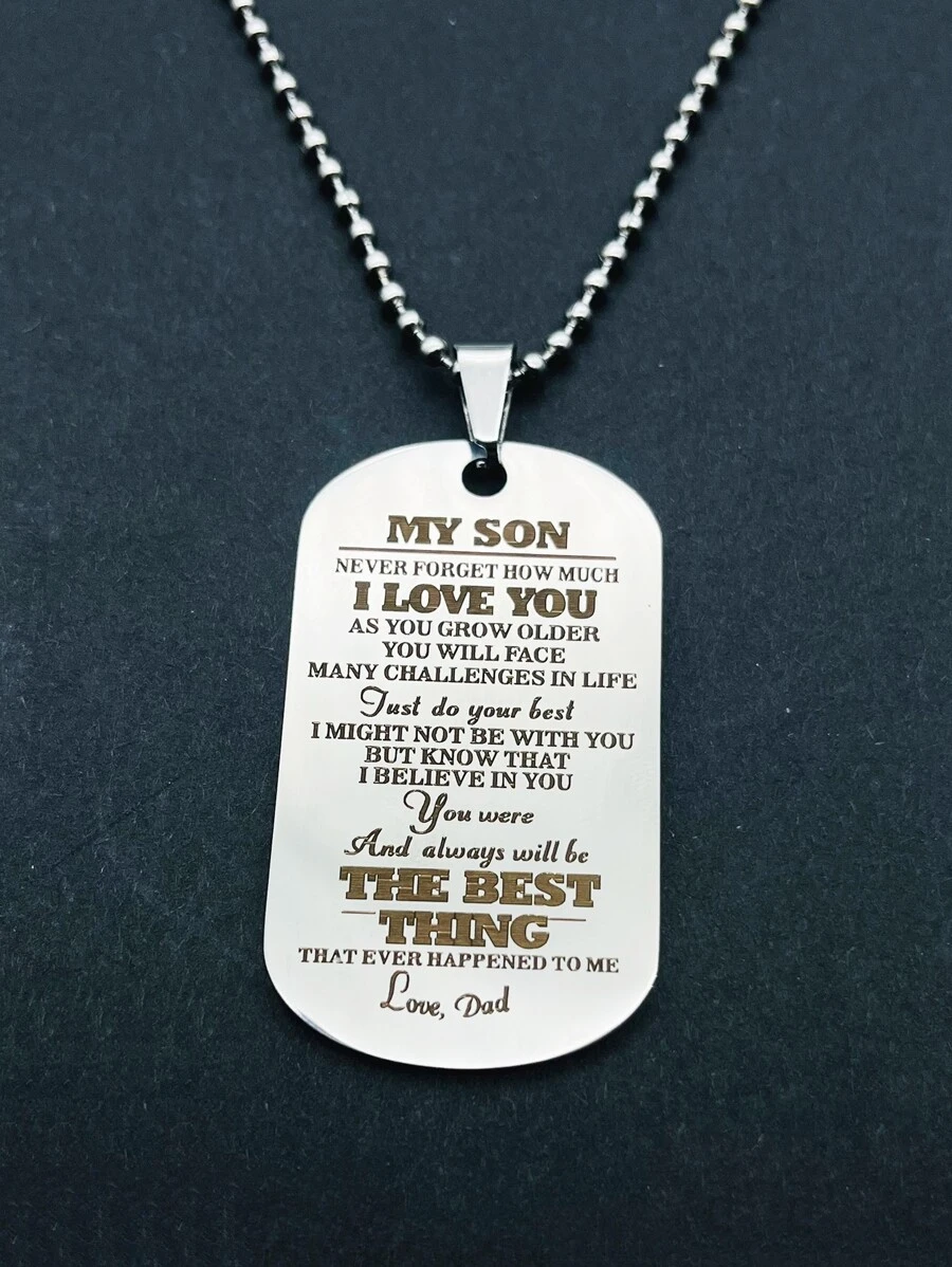 Men Slogan Graphic Geometric Charm Necklace - Multicolor - View 1