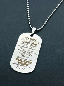 Men Slogan Graphic Geometric Charm Necklace - Multicolor - View 4