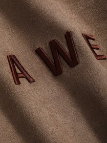 DAZY Letter Embroidery Drop Shoulder Tee Oversized T-Shirt - Brown - View 3