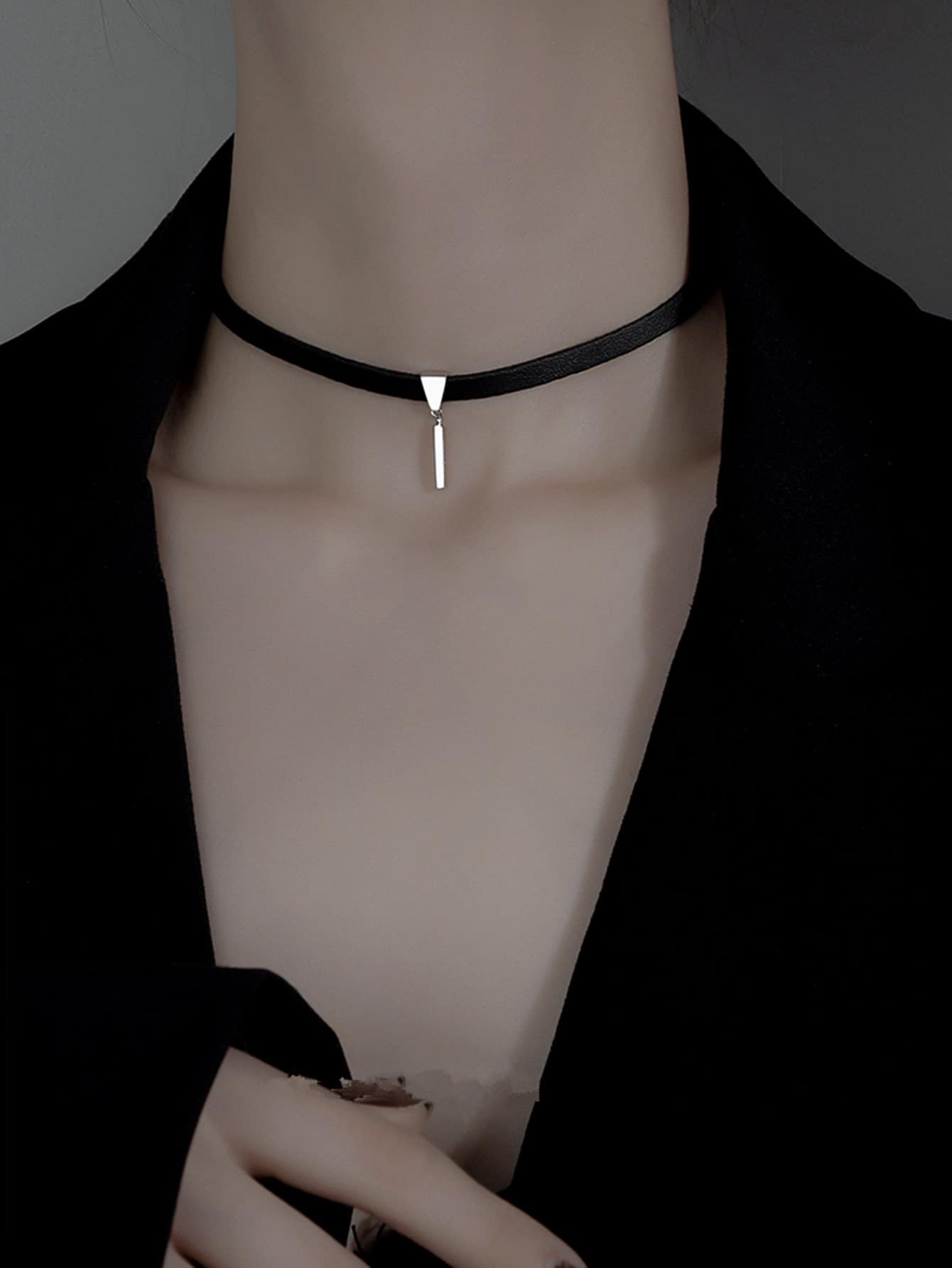 Geo Charm Choker - Black - View 1