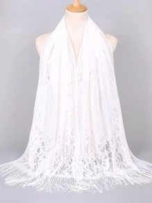 1 Miếng Giải trí Xu hướng: Cắt giảm Hoa In Khăn choàng Đối với Của phụ nữ Đúng mốt Boho - trắng - Xem 1