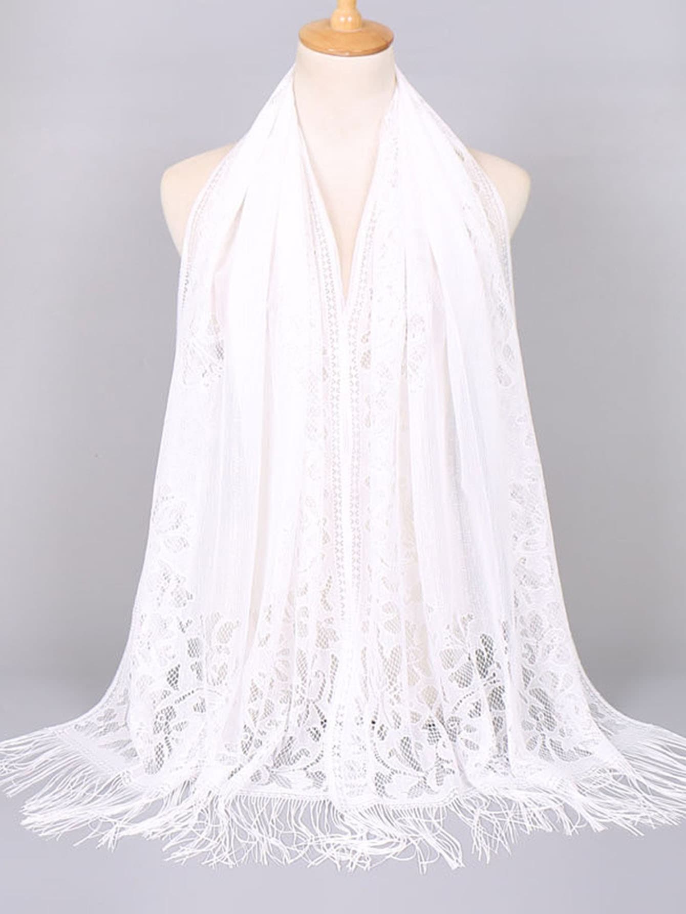 1 Miếng Giải trí Xu hướng: Cắt giảm Hoa In Khăn choàng Đối với Của phụ nữ Đúng mốt Boho - trắng - Xem 1