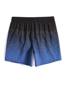 Manfinity Men Ombre Print Letter Patched Detail Drawstring Waist Swim Trunks - Multicolor - View 2