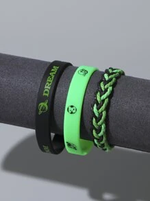 3入組男士字母圖案手環 - 彩色 - 查看 1