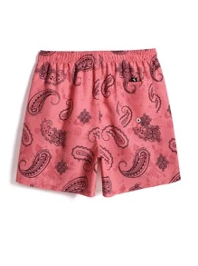 Manfinity Men Paisley Print Drawstring Waist Swim Trunks