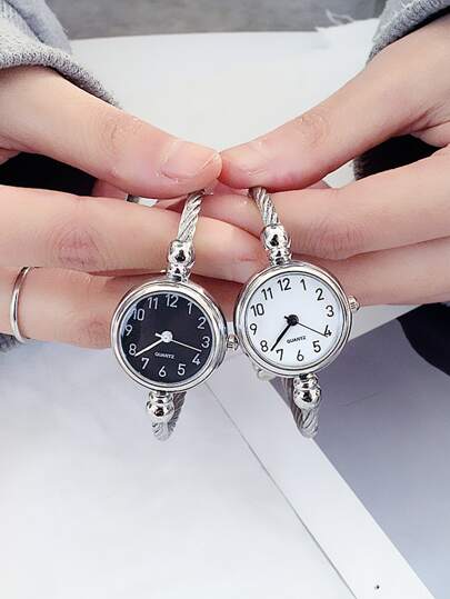 2pcs Round Pointer Quartz Watch As A Gift For Students Returning To School