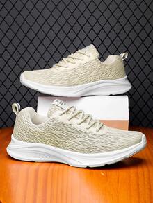 Men Lace-up Front Running Shoes - Beige - View 2